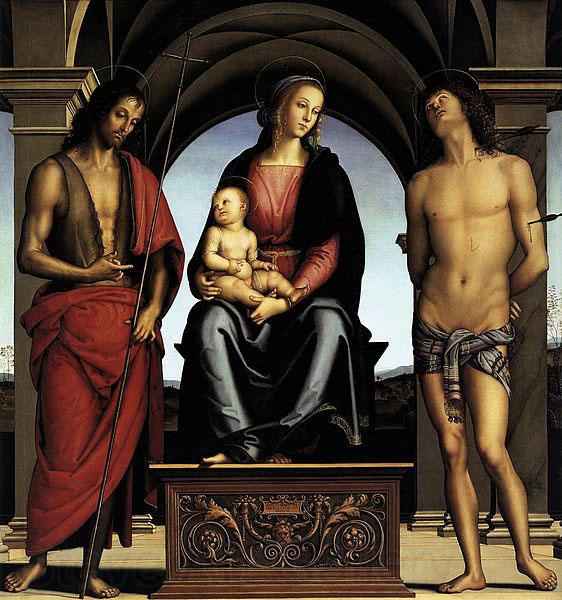 Pietro Perugino The Madonna between St John the Baptist and St Sebastian Norge oil painting art
